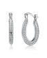 Sterling Silver White Gold Plated Cubic Zirconia Horseshoe Hoops