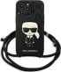 Karl Lagerfeld Karl Lagerfeld KLHCP13LCMNIPK iPhone 13 Pro / 13 6,1" hardcase czarny/black Leather Monogram Patch and Cord Iconik