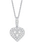 ფოტო #1 პროდუქტის Diamond Heart Halo Pendant Necklace in 14k White Gold (1/6 ct. t.w.)
