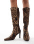 Фото #1 товара Public Desire Pose heeled knee boots in leopard