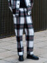 Фото #7 товара Labelrail x Isaac Hudson brushed check wide leg turn-up trousers co-ord in multi