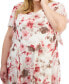 Plus Size Floral Flutter-Sleeve Hankie-Hem Dress