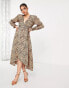 AX Paris long sleve midi wrap dress in animal print 36 - фото #2