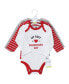 Фото #2 товара Baby Boys Cotton Long-Sleeve Bodysuits, Valentine Heartbreaker, 3-Pack