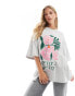 Фото #1 товара ASOS DESIGN oversized t-shirt with floral graphic in grey marl