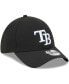 ფოტო #4 პროდუქტის Men's Black Tampa Bay Rays Logo 39THIRTY Flex Hat