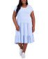 ფოტო #1 პროდუქტის Plus Size Solid Crewneck Tiered Midi Dress