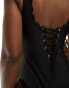 Фото #4 товара The Frolic atlantis scallop neckline latice back swimsuit in black