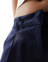 Фото #3 товара Monki low waist satin tailored trousers in navy blue