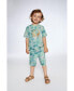 ფოტო #3 პროდუქტის Boy Organic Cotton Printed T-Shirt Green Jungle Leaves Print - Child