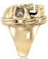 ფოტო #3 პროდუქტის Men's Cubic Zirconia Skull Ring in Yellow Ion-Plated Stainless Steel