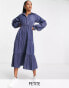 Фото #1 товара Lola May Petite midaxi tiered shirt dress in blue