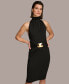 Women's Mock Neck Wrap-Waist Jersey Dress