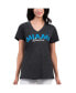 Фото #1 товара Women's Black Distressed Miami Marlins Key Move V-Neck T-shirt