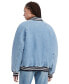 ფოტო #1 პროდუქტის Women's Denim Snap-Front Cotton Letterman Jacket