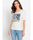 ფოტო #1 პროდუქტის Women's 100% Cotton Short Sleeve Placement Print TShirt