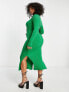 Фото #3 товара I Saw It First Plus rib midi dress with side split in green