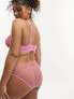 Фото #5 товара ASOS DESIGN Curve Francine embroidered spot brazilian brief in pink