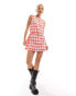 Фото #4 товара Something New X Chloe Frater pinny dress with belt in red check