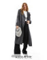 Фото #1 товара ASOS DESIGN Petite oversized pinstripe trench coat in grey