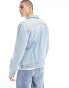 River Island zip through denim jacket in light blue