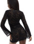 Фото #4 товара Wild Lovers Camila lace long sleeve dress in black