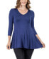 ფოტო #1 პროდუქტის Women's Three Quarter Sleeve V-neck Tunic Top