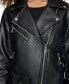 ფოტო #4 პროდუქტის Petite Faux-Leather Asymmetric Moto Coat, Created for Macy's