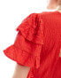 Wednesday's Girl short sleeve wrap detail mini dress in red Красный, XL - фото #4