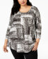Фото #1 товара Plus Size Printed Top, Created for Macy's