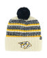 Фото #1 товара Men's Cream Nashville Predators Tavern Cuffed Knit Hat with Pom