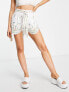 River Island co-ord scalloped hem embroidered short in white