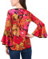 ფოტო #2 პროდუქტის Petite Printed Bell-Sleeve Knit Top