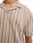 Фото #3 товара ASOS DESIGN relaxed revere polo in brown stripe