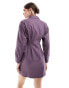 Фото #4 товара ASOS DESIGN mini twill shirt with utility pocket detailing in violet