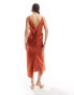 Фото #4 товара ASOS DESIGN satin cami maxi dress with lace trim in rust