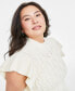 Фото #3 товара Plus Size Flutter-Sleeve Cable-Knit Sweater, Created for Macy's
