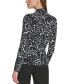 Фото #2 товара Petite Printed Ruched-Side Long-Sleeve Top