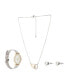 Women's Analog Shiny Silver-Tone Mesh Bracelet Watch 33mm with Necklace Earring Set