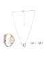 ფოტო #2 პროდუქტის Women's Analog Shiny Silver-Tone Mesh Bracelet Watch 33mm with Necklace Earring Set