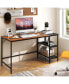 55" Modern Industrial Style Study Writing Desk with 2 Storage Shelves