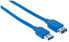 Фото #5 товара Manhattan USB-A to USB-A Extension Cable - 1m - Male to Female - 5 Gbps (USB 3.2 Gen1 aka USB 3.0) - Equivalent to USB3SEXT1M - SuperSpeed USB - Blue - Lifetime Warranty - Polybag - 1 m - USB A - USB A - USB 3.2 Gen 1 (3.1 Gen 1) - Male/Female - Blue