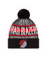 ფოტო #3 პროდუქტის Men's Black Portland Trail Blazers Striped Cuffed Pom Knit Hat