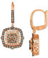 ფოტო #2 პროდუქტის Chocolate Diamond & Nude Diamond Halo Cluster Leverback Drop Earrings (1-1/2 ct. t.w.) in 14k Rose Gold