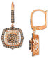 Фото #2 товара Chocolate Diamond & Nude Diamond Halo Cluster Leverback Drop Earrings (1-1/2 ct. t.w.) in 14k Rose Gold