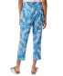 Petite Linen Pull On Cropped Leaf-Print Drawstring-Waist Pants