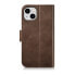 2w1 etui skórzany pokrowiec z klapką iPhone 14 Anti-RFID Oil Wax Wallet Case ciemno-brązowy