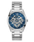 Фото #1 товара Men's Multi-Function Silver-Tone Stainless Steel Watch 42mm