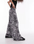 Topshop abstract printed plisse trouser in mono