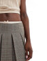 Pull&Bear check pleated mini skirt with contrast satin waistband in grey